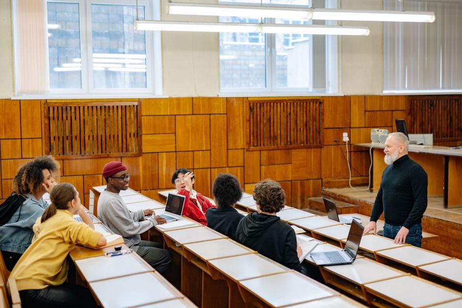 Psychology students attending a lecture at a top university in USA for psychology
